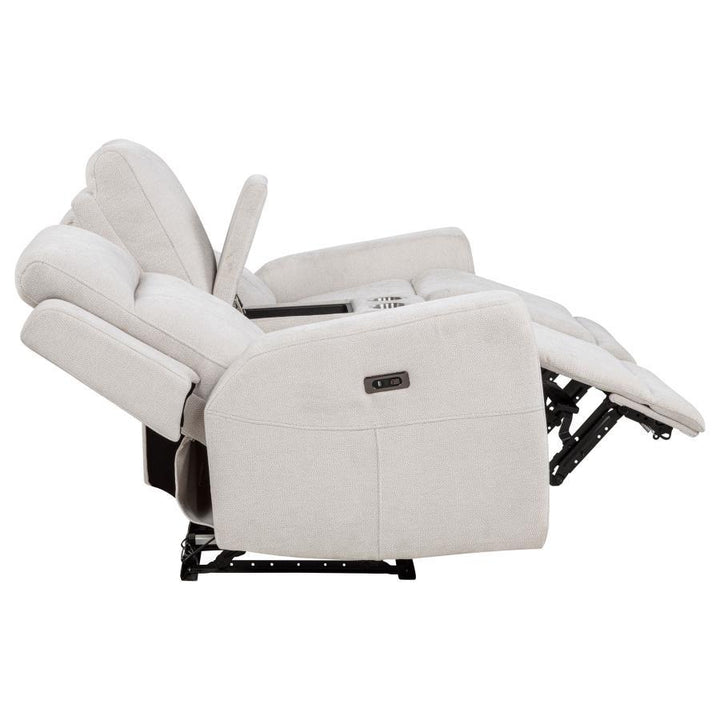 Kennett - 3 - Piece Chenille Power Reclining Sofa Set - Ivory 3 - Piece Living Room Set modern furniture Contempo Furniture