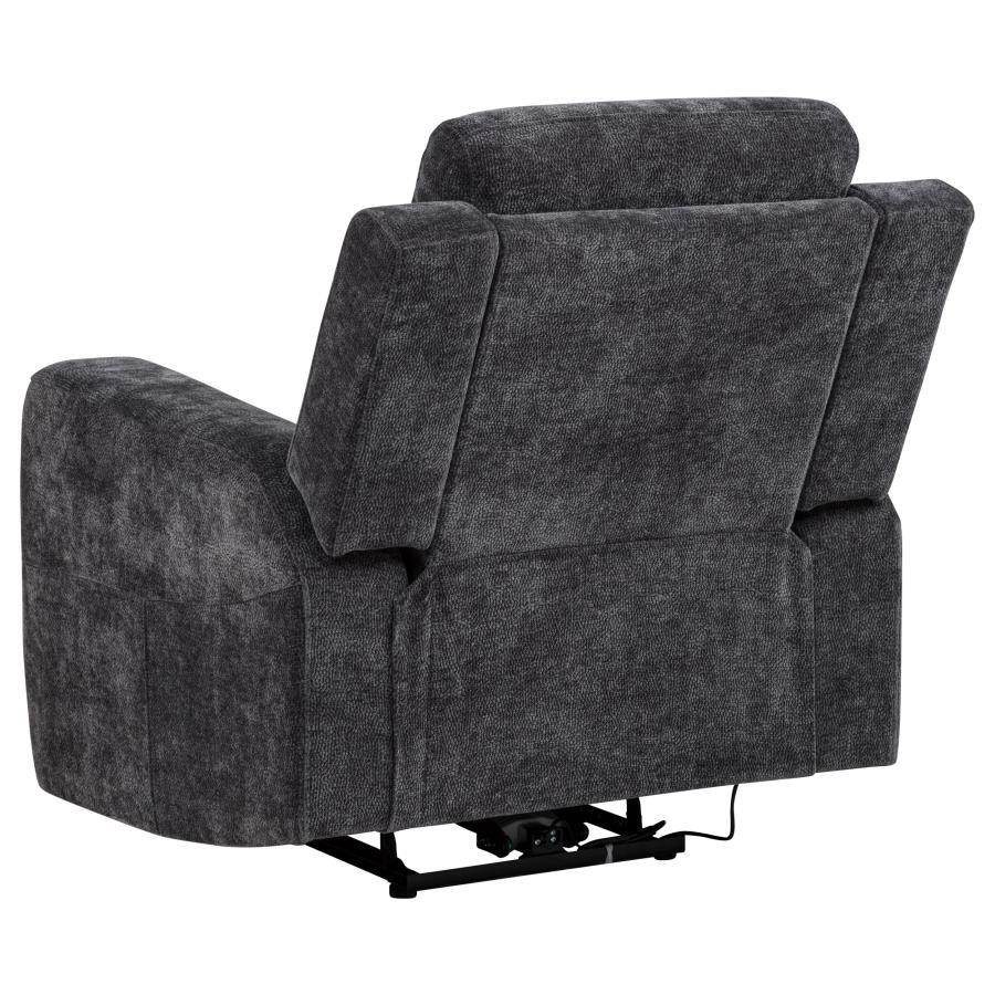 Kennett - Chenille Upholstered Power Recliner Chair - Dark Gray Reclining Chair modern furniture Contempo Furniture
