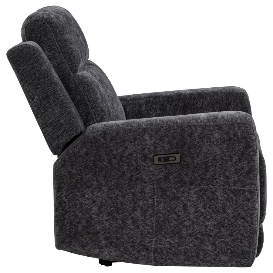 Kennett - Chenille Upholstered Power Recliner Chair - Dark Gray Reclining Chair modern furniture Contempo Furniture