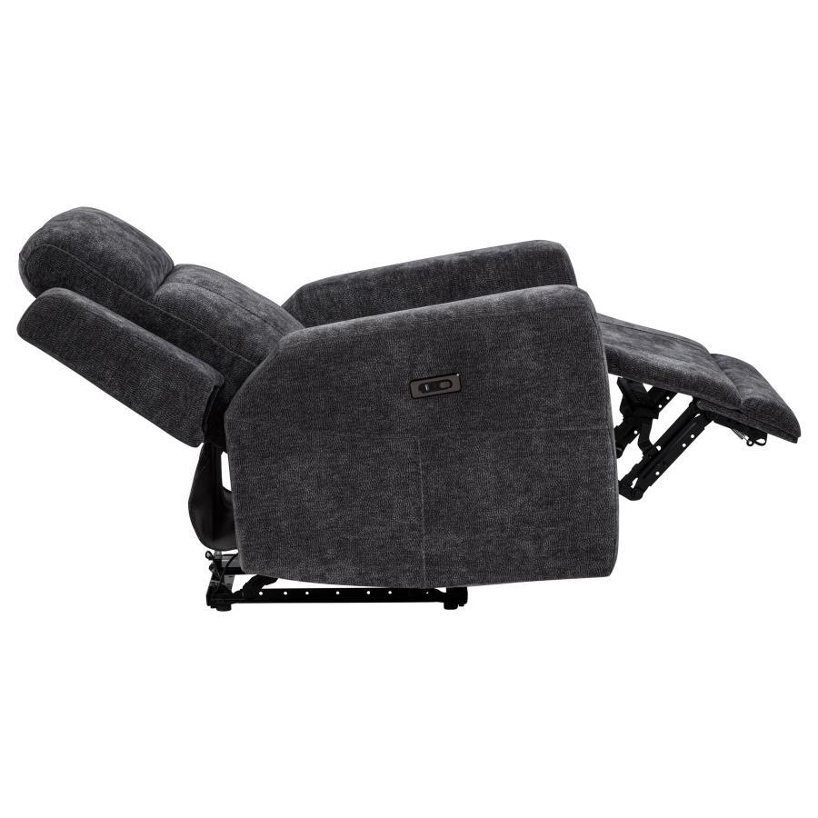 Kennett - Chenille Upholstered Power Recliner Chair - Dark Gray Reclining Chair modern furniture Contempo Furniture