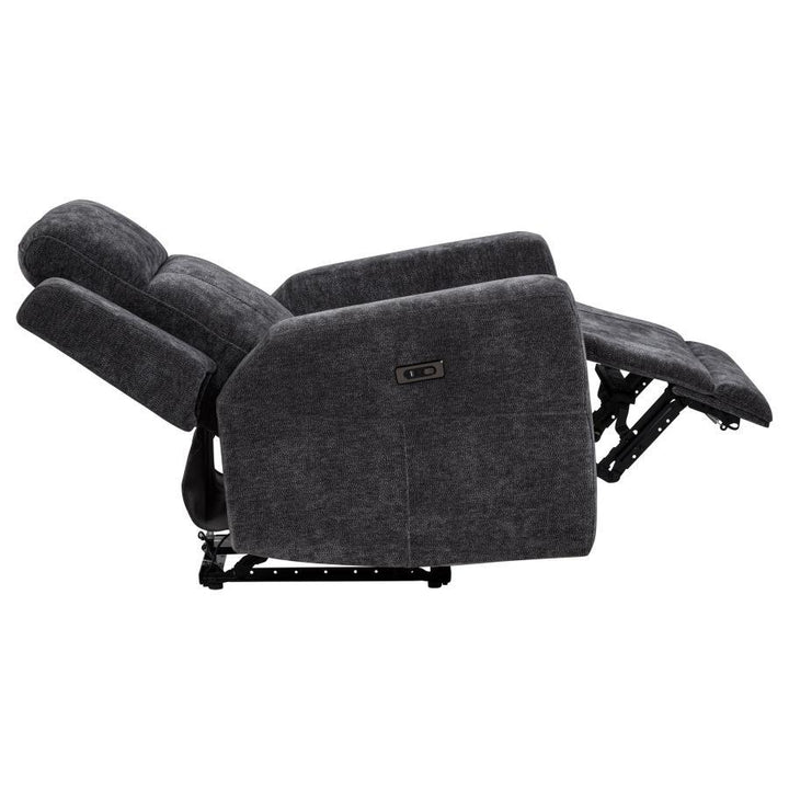 Kennett - Chenille Upholstered Power Recliner Chair - Dark Gray Reclining Chair modern furniture Contempo Furniture