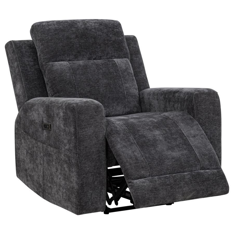 Kennett - Chenille Upholstered Power Recliner Chair - Dark Gray Reclining Chair modern furniture Contempo Furniture