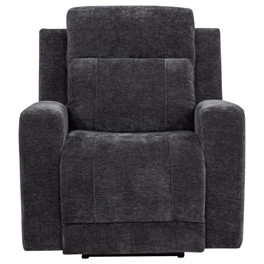 Kennett - Chenille Upholstered Power Recliner Chair - Dark Gray Reclining Chair modern furniture Contempo Furniture