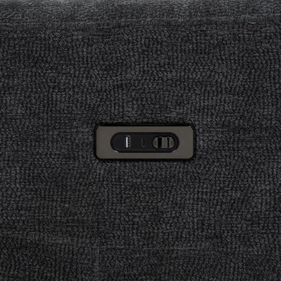 Kennett - Chenille Upholstered Power Recliner Chair - Dark Gray Reclining Chair modern furniture Contempo Furniture