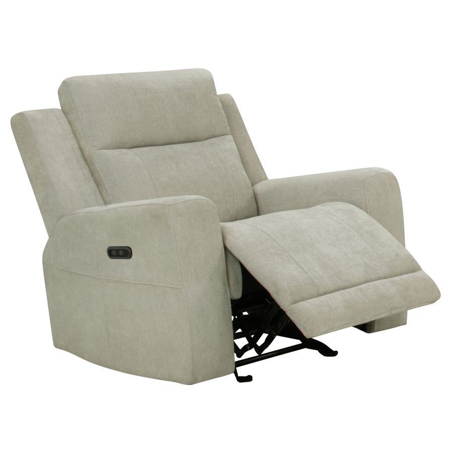 Kennett - Chenille Upholstered Power Recliner Chair - Ivory Reclining Chair modern furniture Contempo Furniture