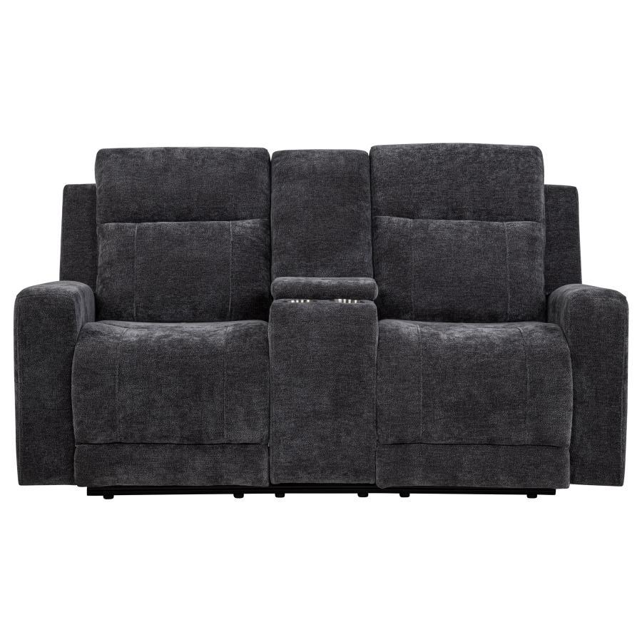Kennett - Chenille Upholstered Power Reclining Loveseat - Dark Gray Reclining Loveseat modern furniture Contempo Furniture