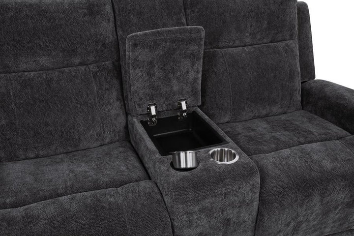 Kennett - Chenille Upholstered Power Reclining Loveseat - Dark Gray Reclining Loveseat modern furniture Contempo Furniture