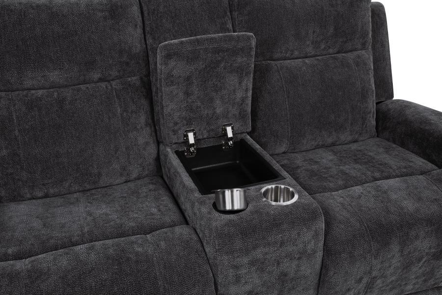Kennett - Chenille Upholstered Power Reclining Loveseat - Dark Gray Reclining Loveseat modern furniture Contempo Furniture