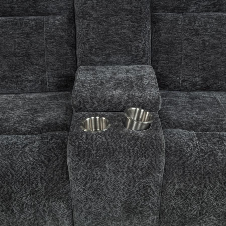 Kennett - Chenille Upholstered Power Reclining Loveseat - Dark Gray Reclining Loveseat modern furniture Contempo Furniture