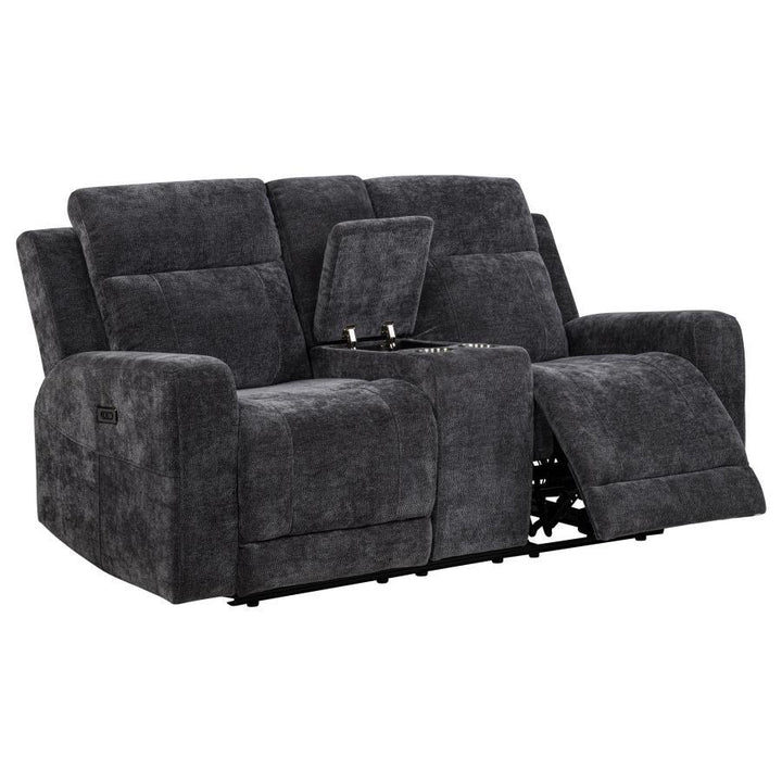 Kennett - Chenille Upholstered Power Reclining Loveseat - Dark Gray Reclining Loveseat modern furniture Contempo Furniture