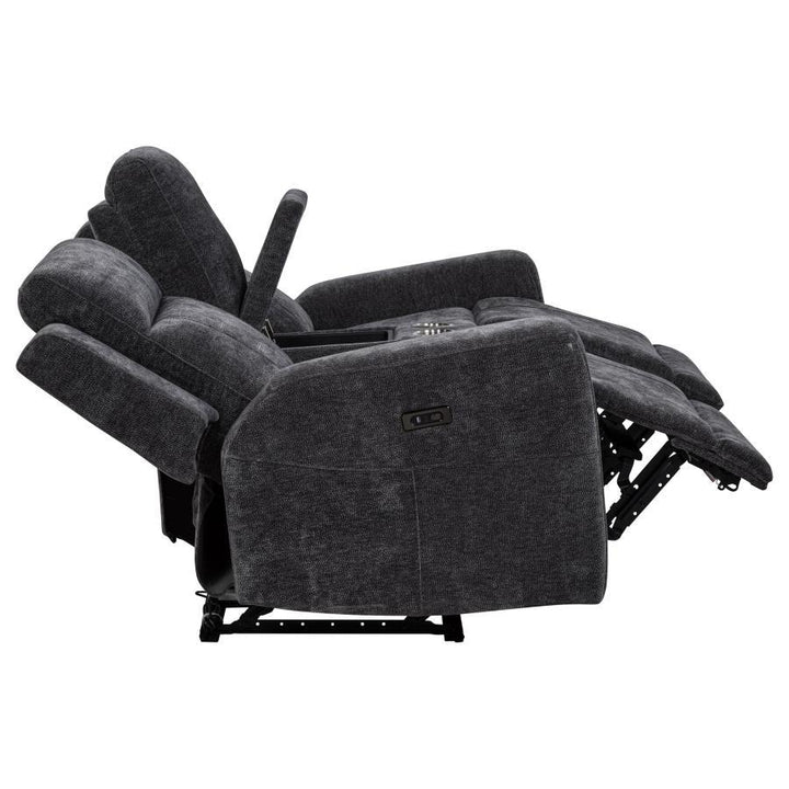 Kennett - Chenille Upholstered Power Reclining Loveseat - Dark Gray Reclining Loveseat modern furniture Contempo Furniture