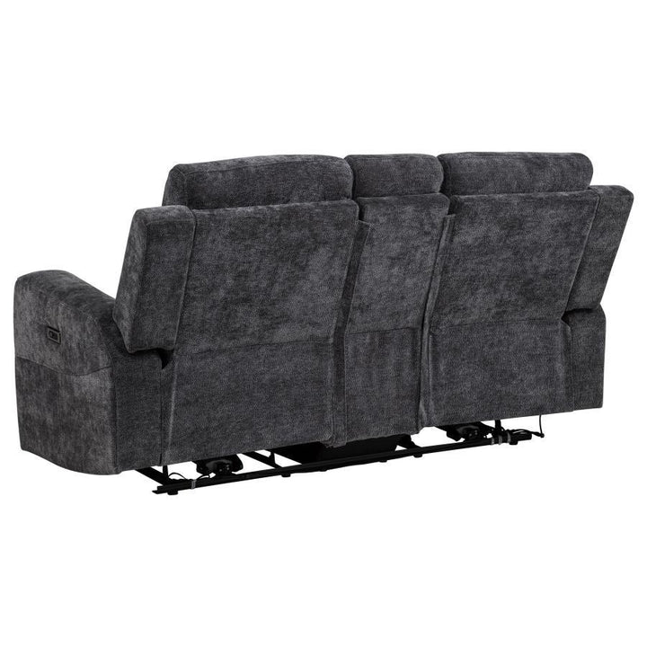 Kennett - Chenille Upholstered Power Reclining Loveseat - Dark Gray Reclining Loveseat modern furniture Contempo Furniture