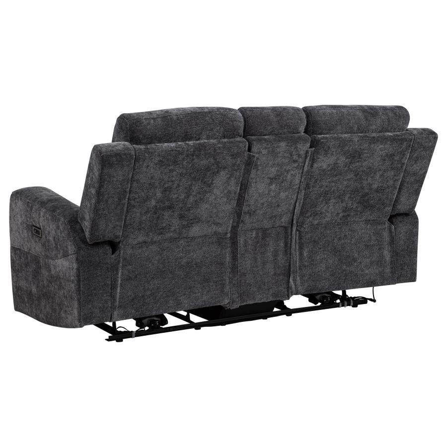 Kennett - Chenille Upholstered Power Reclining Loveseat - Dark Gray Reclining Loveseat modern furniture Contempo Furniture