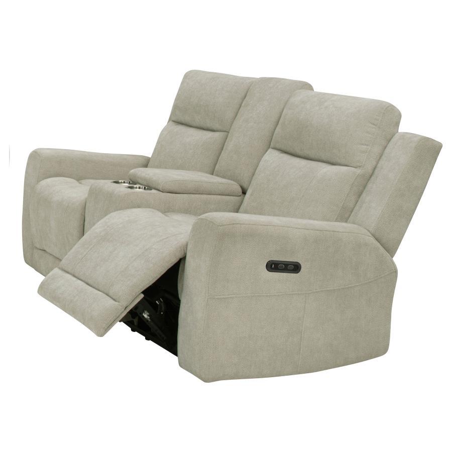 Kennett - Chenille Upholstered Power Reclining Loveseat - Ivory Reclining Loveseat modern furniture Contempo Furniture