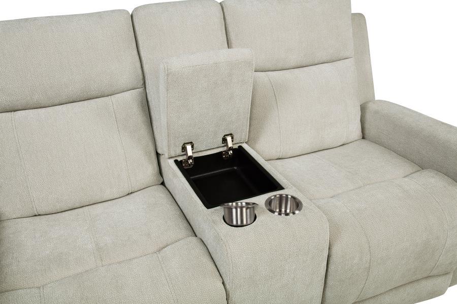 Kennett - Chenille Upholstered Power Reclining Loveseat - Ivory Reclining Loveseat modern furniture Contempo Furniture