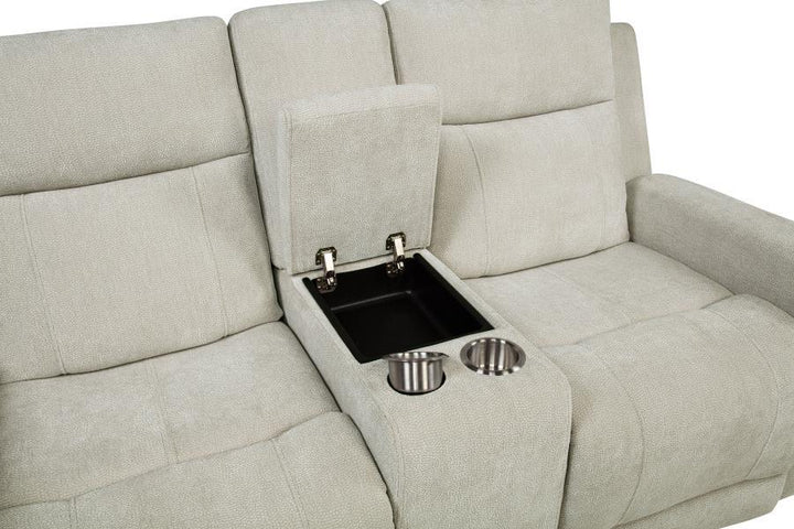 Kennett - Chenille Upholstered Power Reclining Loveseat - Ivory Reclining Loveseat modern furniture Contempo Furniture