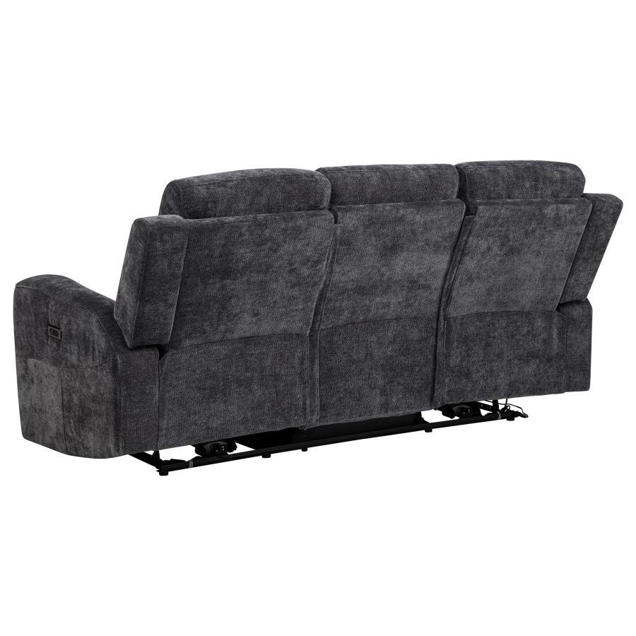 Kennett - Chenille Upholstered Power Reclining Sofa - Dark Gray Power Reclining Sofa modern furniture Contempo Furniture
