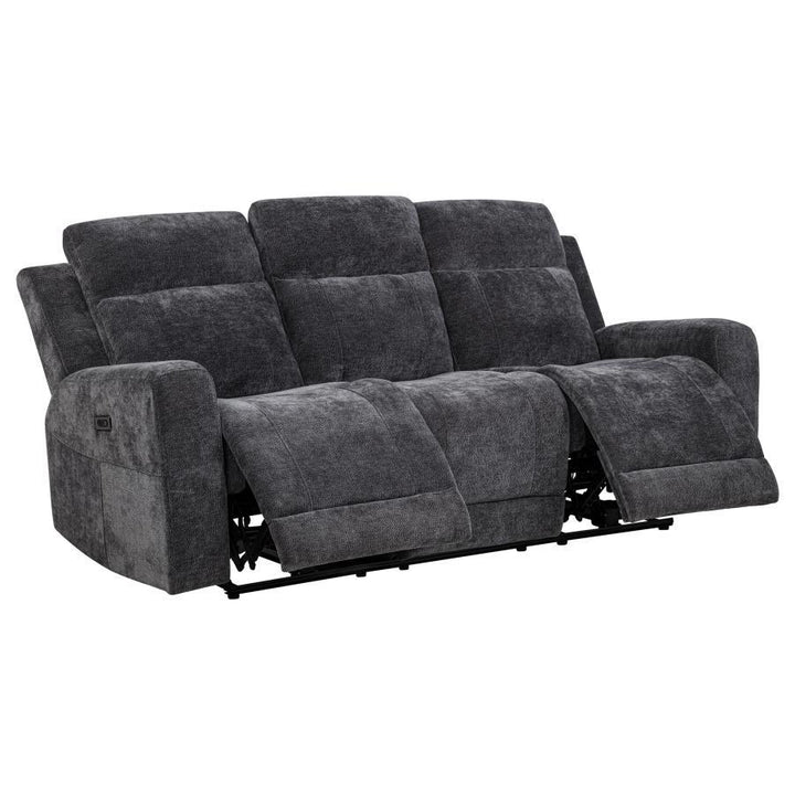 Kennett - Chenille Upholstered Power Reclining Sofa - Dark Gray Power Reclining Sofa modern furniture Contempo Furniture