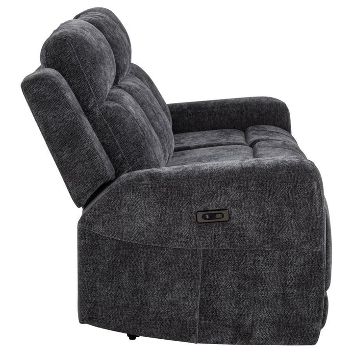 Kennett - Chenille Upholstered Power Reclining Sofa - Dark Gray Power Reclining Sofa modern furniture Contempo Furniture