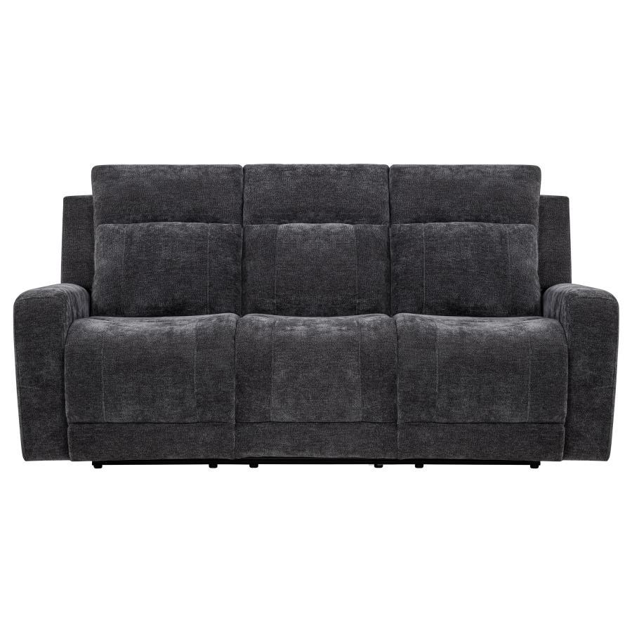 Kennett - Chenille Upholstered Power Reclining Sofa - Dark Gray Power Reclining Sofa modern furniture Contempo Furniture