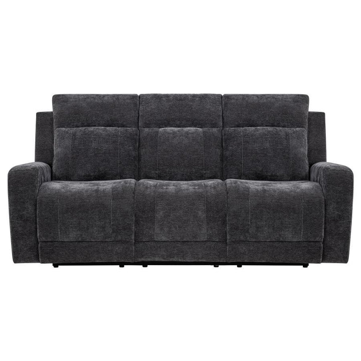 Kennett - Chenille Upholstered Power Reclining Sofa - Dark Gray Power Reclining Sofa modern furniture Contempo Furniture