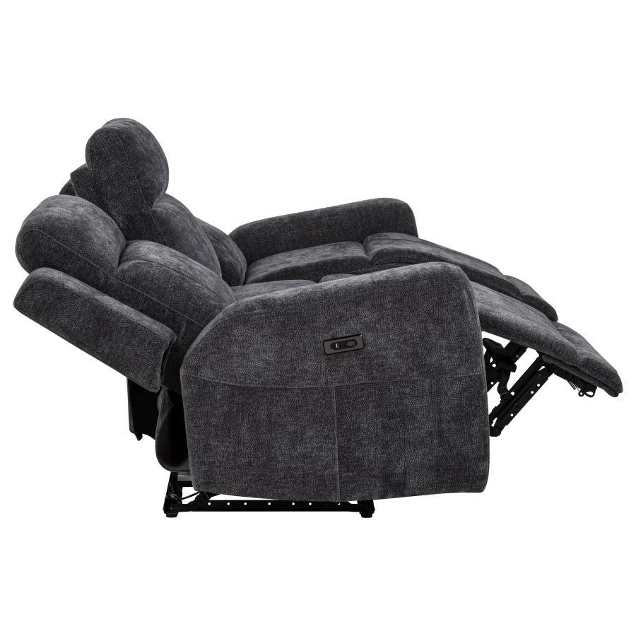 Kennett - Chenille Upholstered Power Reclining Sofa - Dark Gray Power Reclining Sofa modern furniture Contempo Furniture