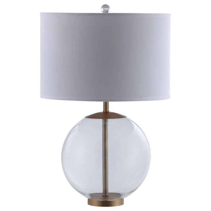 Kenny - Drum Shade Clear Glass Table Lamp - Brass Table Lamps modern furniture Contempo Furniture