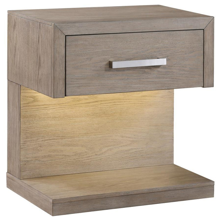 Kenora - 1 - Drawer Nightstand Bedside Table - Barley Brown Accent Nightstand modern furniture Contempo Furniture