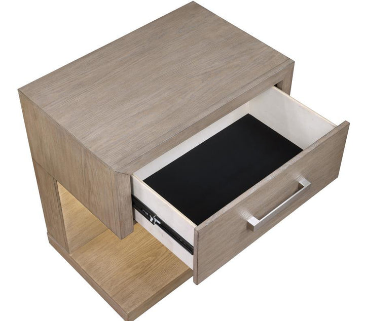 Kenora - 1 - Drawer Nightstand Bedside Table - Barley Brown Accent Nightstand modern furniture Contempo Furniture