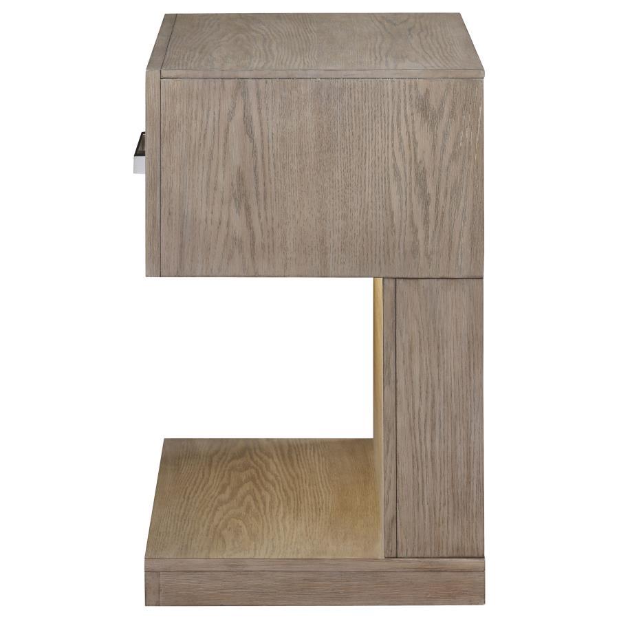 Kenora - 1 - Drawer Nightstand Bedside Table - Barley Brown Accent Nightstand modern furniture Contempo Furniture
