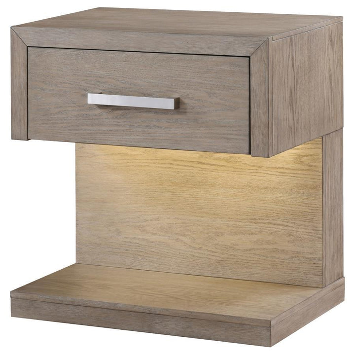 Kenora - 1 - Drawer Nightstand Bedside Table - Barley Brown Accent Nightstand modern furniture Contempo Furniture