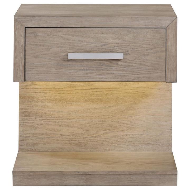 Kenora - 1 - Drawer Nightstand Bedside Table - Barley Brown Accent Nightstand modern furniture Contempo Furniture