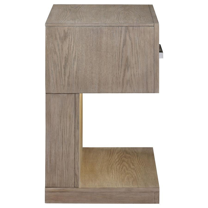 Kenora - 1 - Drawer Nightstand Bedside Table - Barley Brown Accent Nightstand modern furniture Contempo Furniture