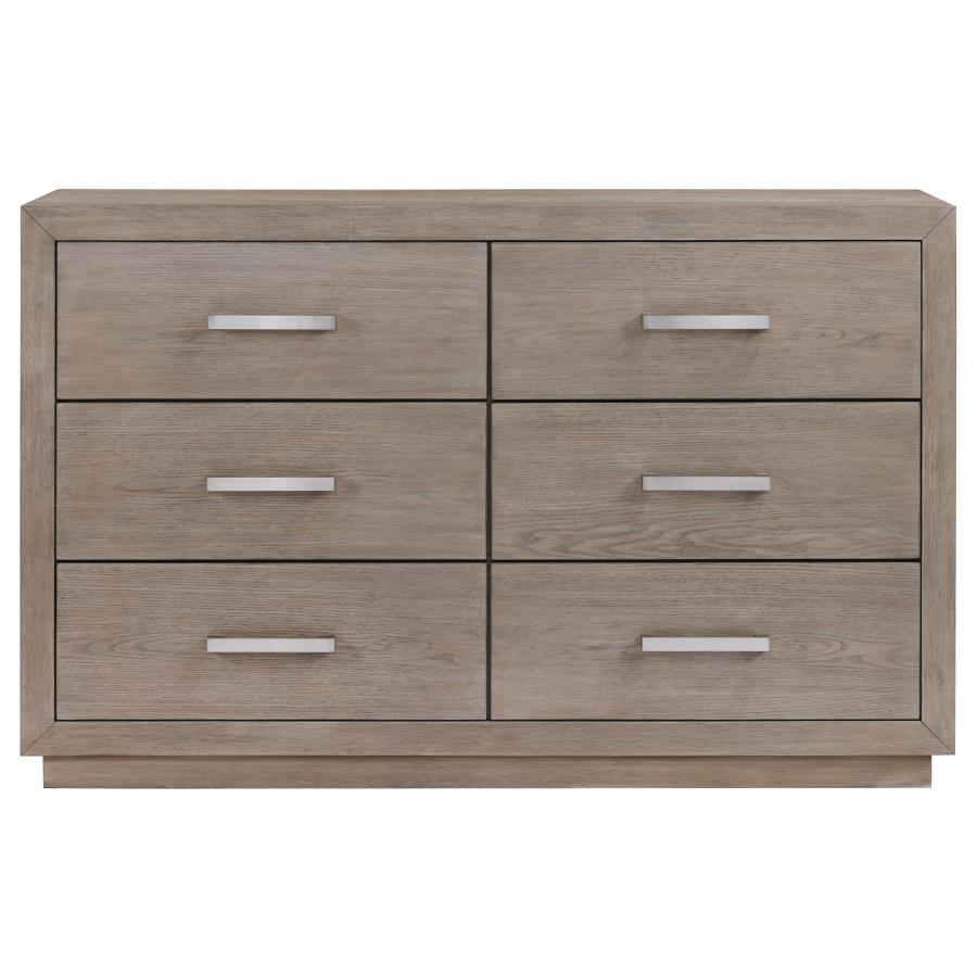Kenora - 6 - Drawer Dresser - Barley Brown Dressers modern furniture Contempo Furniture