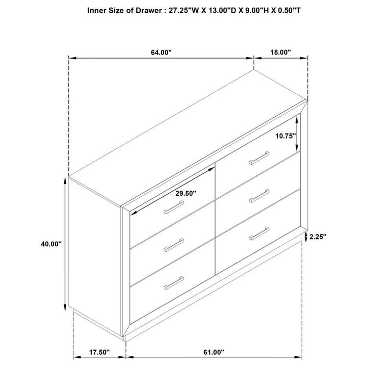 Kenora - 6 - Drawer Dresser - Barley Brown Dressers modern furniture Contempo Furniture