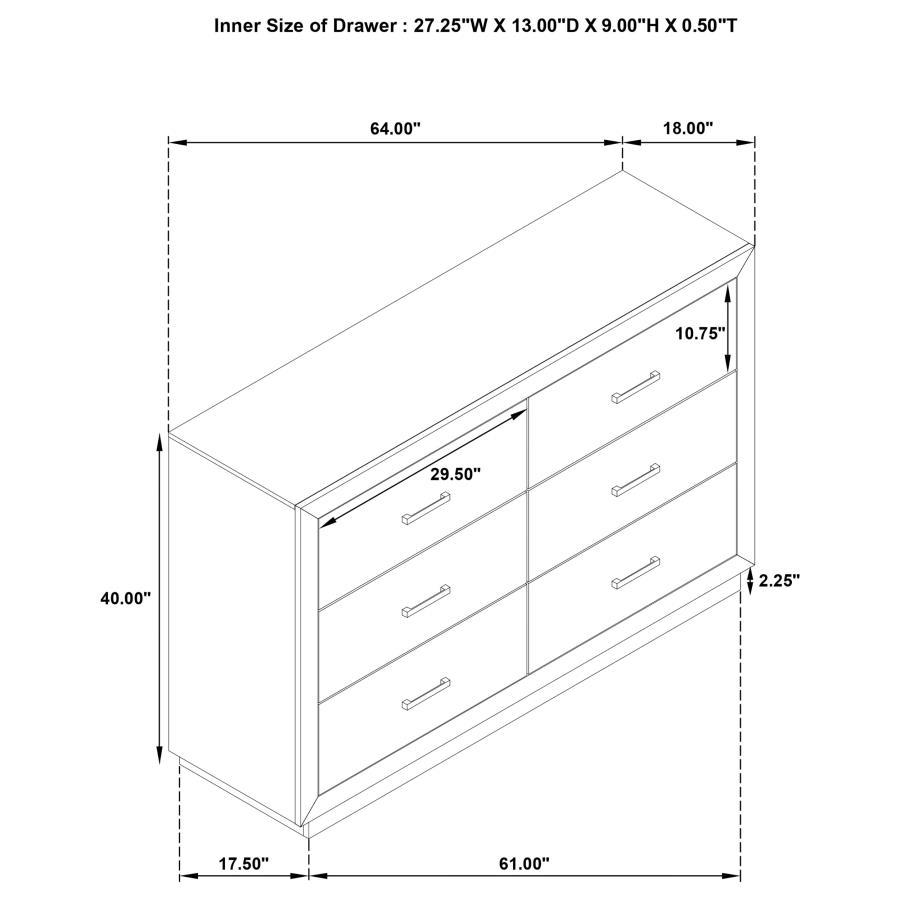 Kenora - 6 - Drawer Dresser - Barley Brown Dressers modern furniture Contempo Furniture
