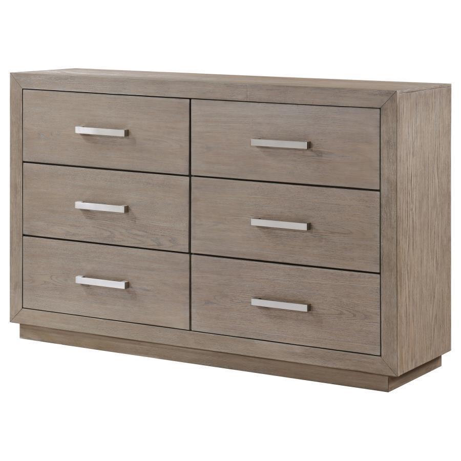 Kenora - 6 - Drawer Dresser - Barley Brown Dressers modern furniture Contempo Furniture