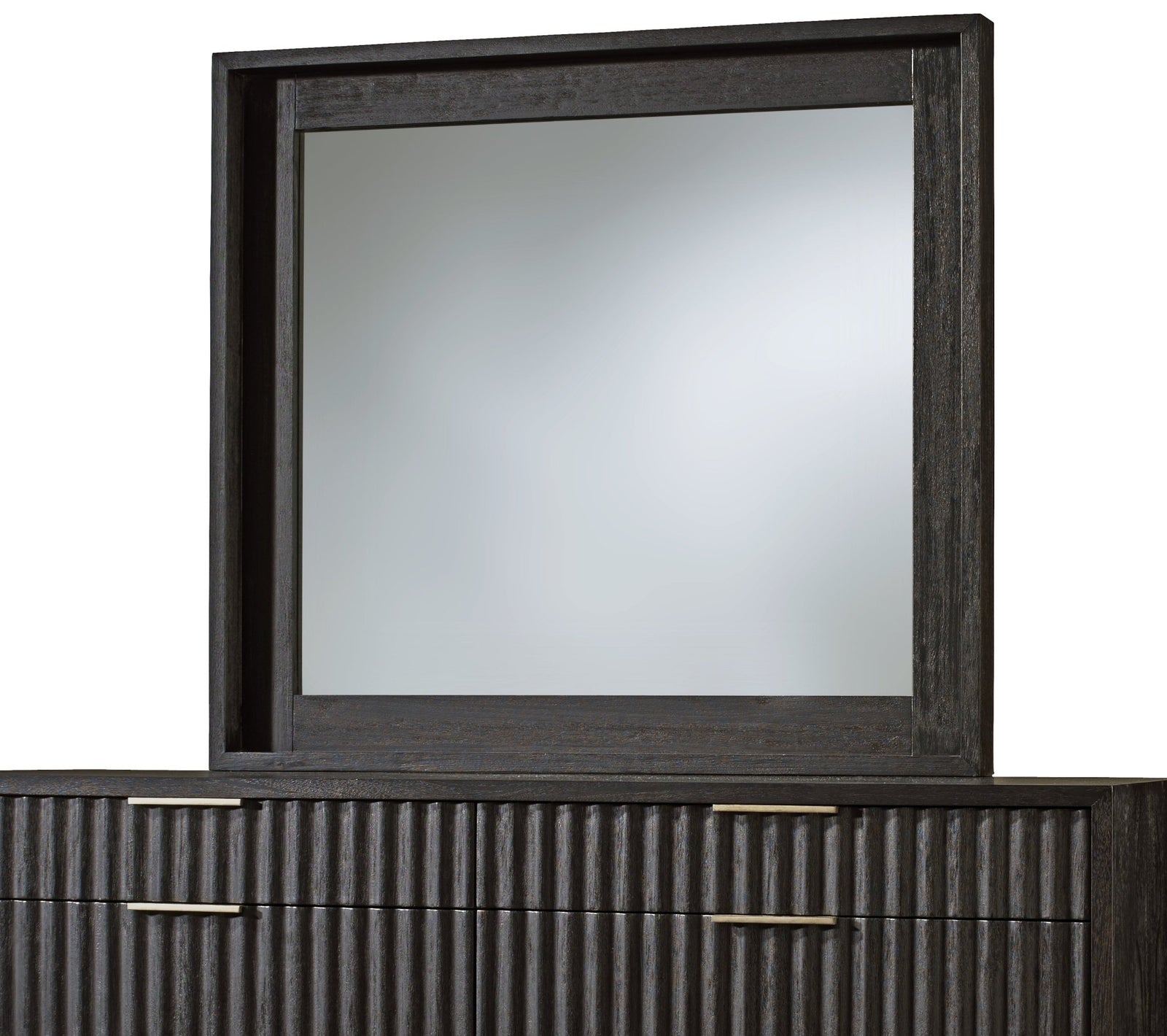 Kentfield Solid Wood Beveled Glass Mirror in Black Drifted Oak Mirror modern furniture Contempo Furniture