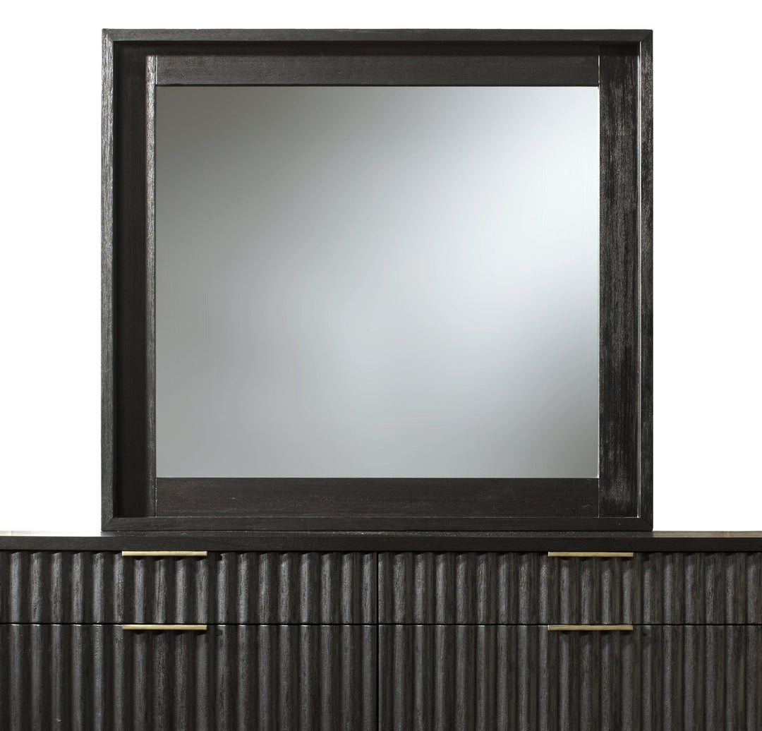 Kentfield Solid Wood Beveled Glass Mirror in Black Drifted Oak Mirror modern furniture Contempo Furniture