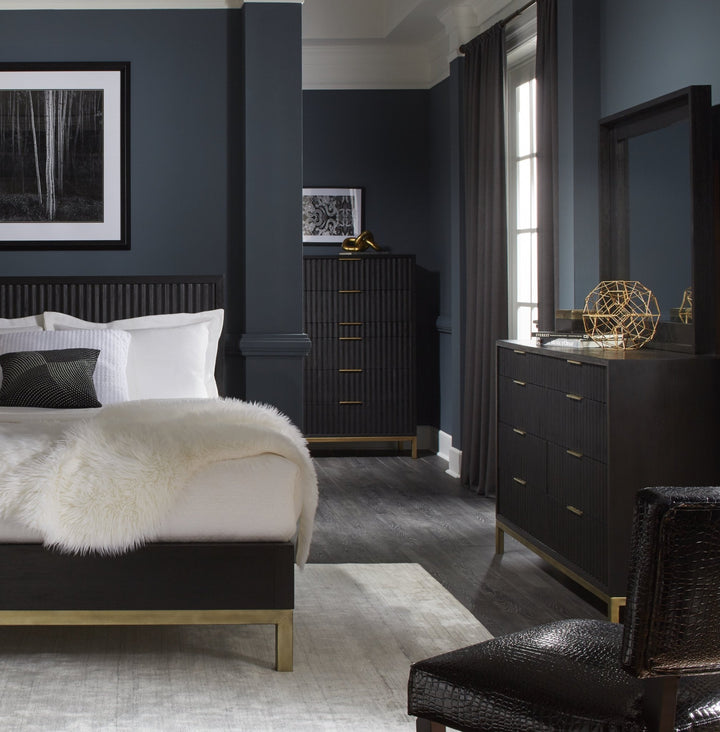 Kentfield Solid Wood Beveled Glass Mirror in Black Drifted Oak Mirror modern furniture Contempo Furniture