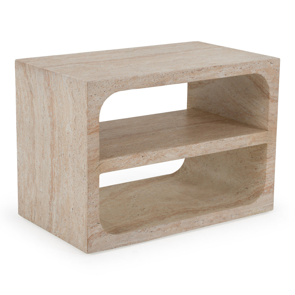 Kenya - Modern Faux Travertine Concrete Nightstand