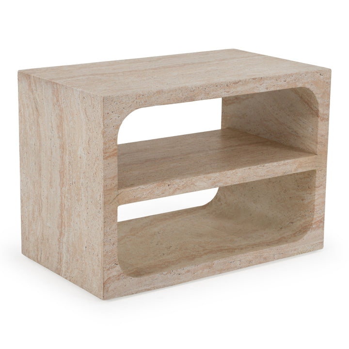 Kenya - Modern Faux Travertine Concrete Nightstand