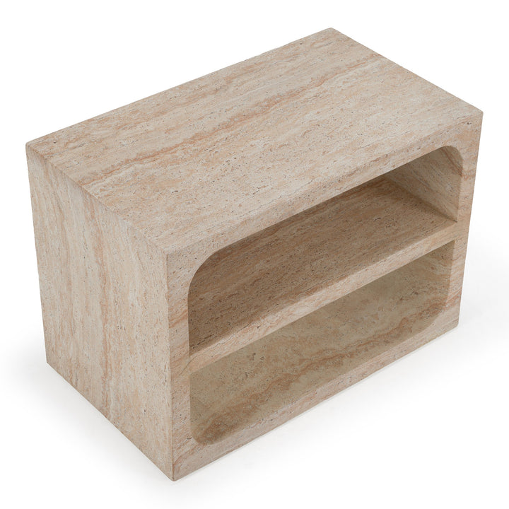 Kenya - Modern Faux Travertine Concrete Nightstand