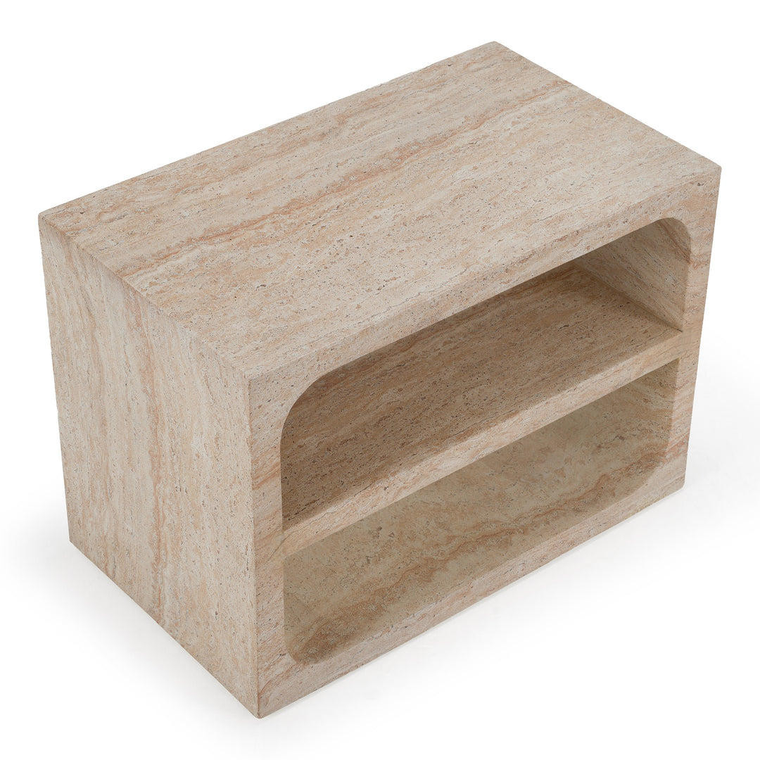 Kenya - Modern Faux Travertine Concrete Nightstand