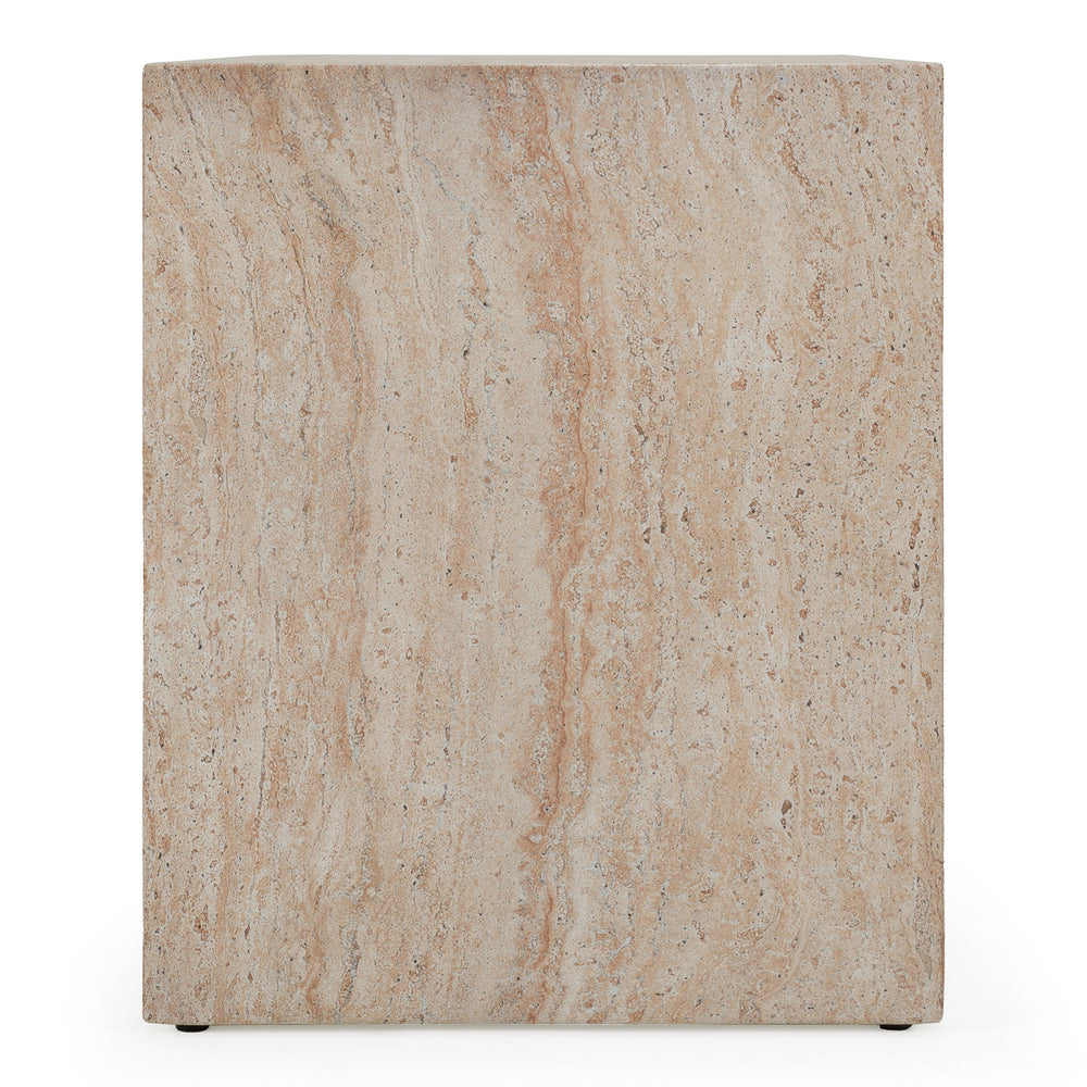 Kenya - Modern Faux Travertine Concrete Nightstand