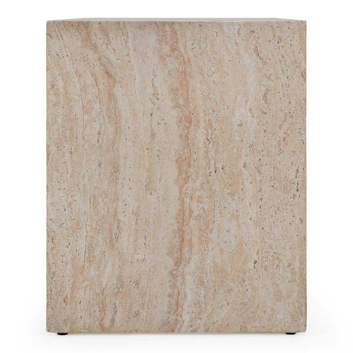 Kenya - Modern Faux Travertine Concrete Nightstand