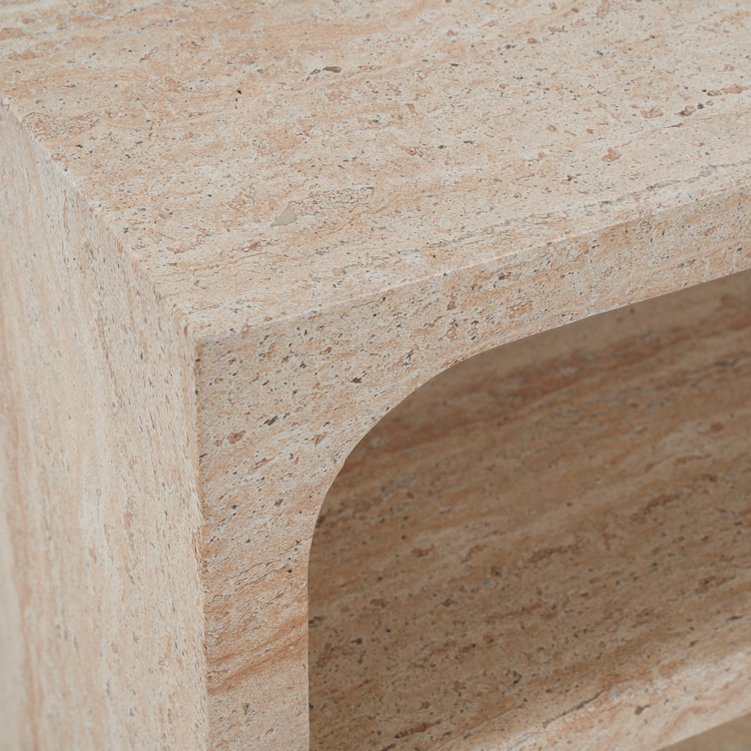 Kenya - Modern Faux Travertine Concrete Nightstand