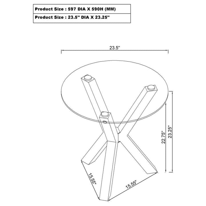 Kenzie - Round Tempered Glass Top End Side Table - Chrome End Table modern furniture Contempo Furniture