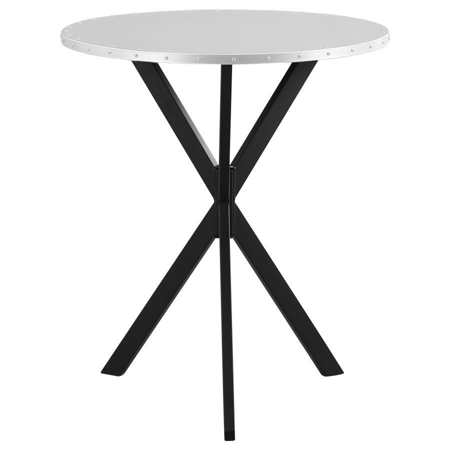 Kenzo - Round Galvanized Steel Bistro Bar Table - Silver Bar Table modern furniture Contempo Furniture