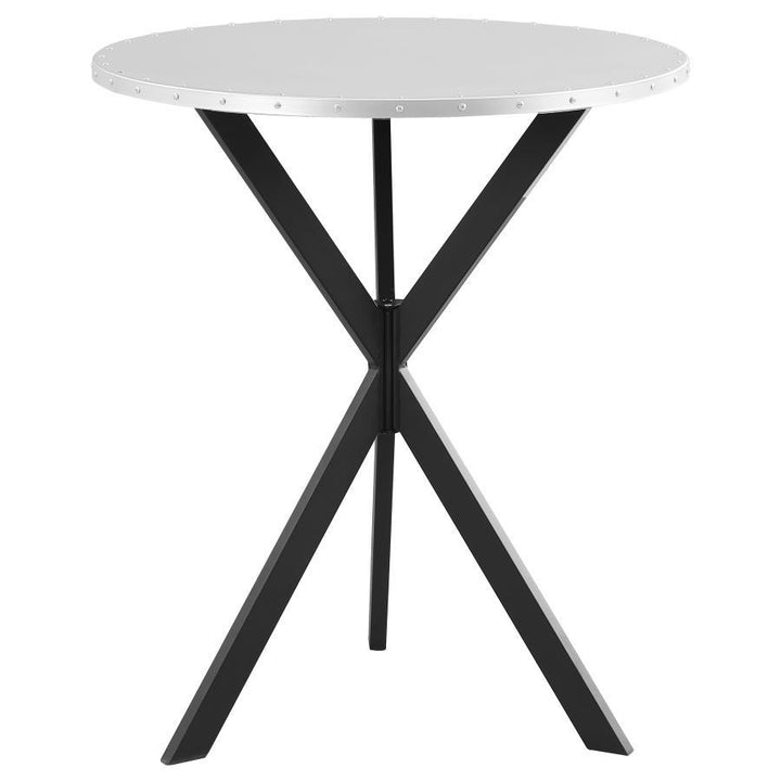 Kenzo - Round Galvanized Steel Bistro Bar Table - Silver Bar Table modern furniture Contempo Furniture